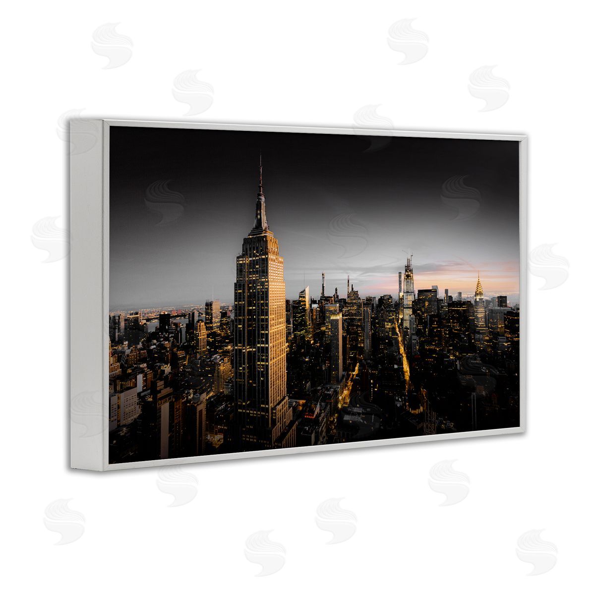 CAD Designs Aerial City Horizon White Framed Giclee Wall Art Print