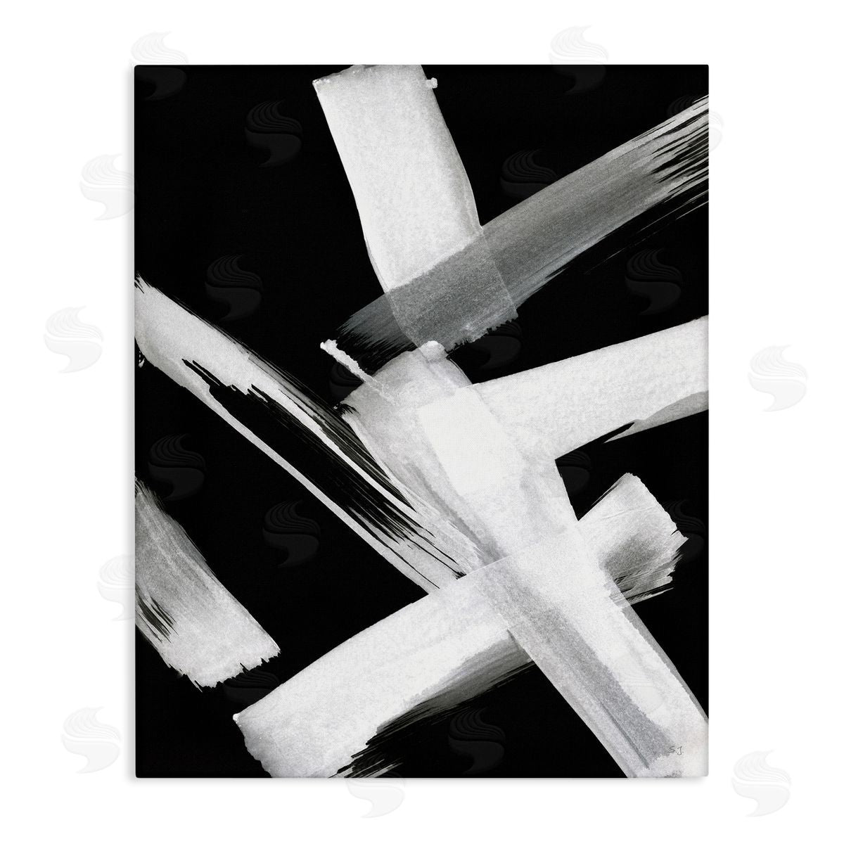 Susan Jill Brushstrokes on Black Canvas Wall Art Print