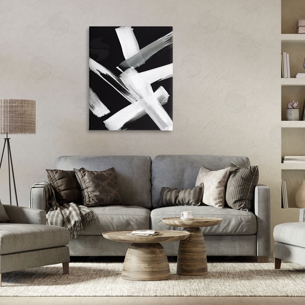 Susan Jill Brushstrokes on Black Canvas Wall Art Print in Room