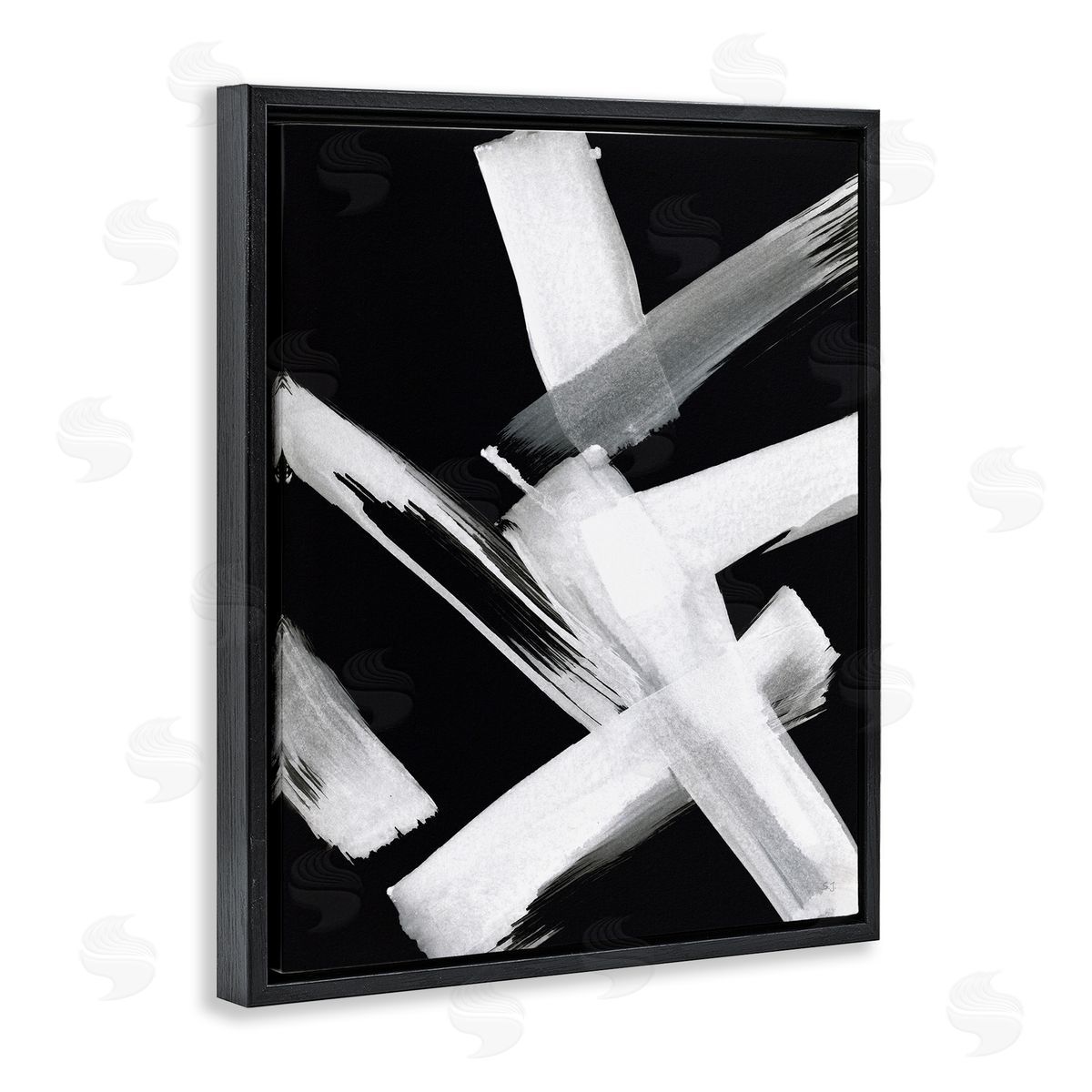 Susan Jill Brushstrokes on Black Black Floating Frame Canvas Wall Art Print