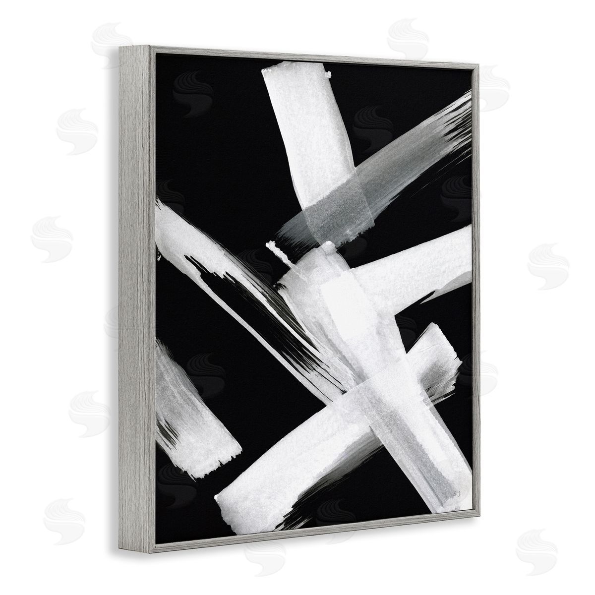 Susan Jill Brushstrokes on Black Gray Framed Giclee Wall Art Print