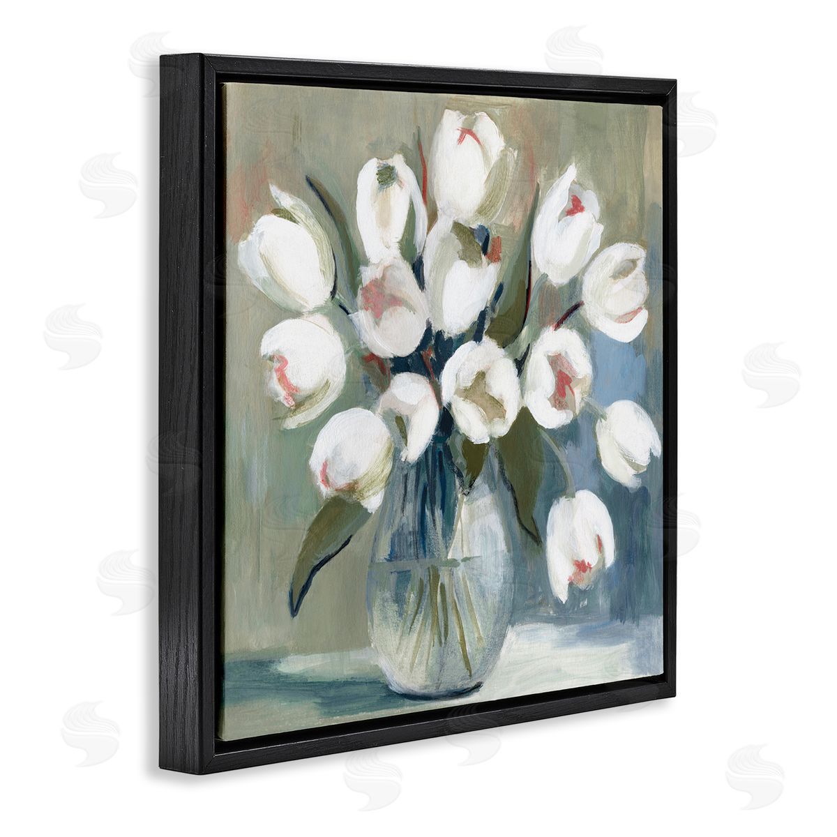 Charity Henderson White Tulip Vase Black Floating Frame Canvas Wall Art Print