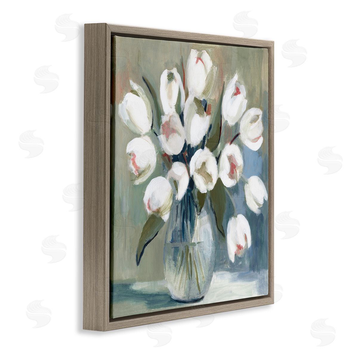 Charity Henderson White Tulip Vase Brown Floating Frame Canvas Wall Art Print