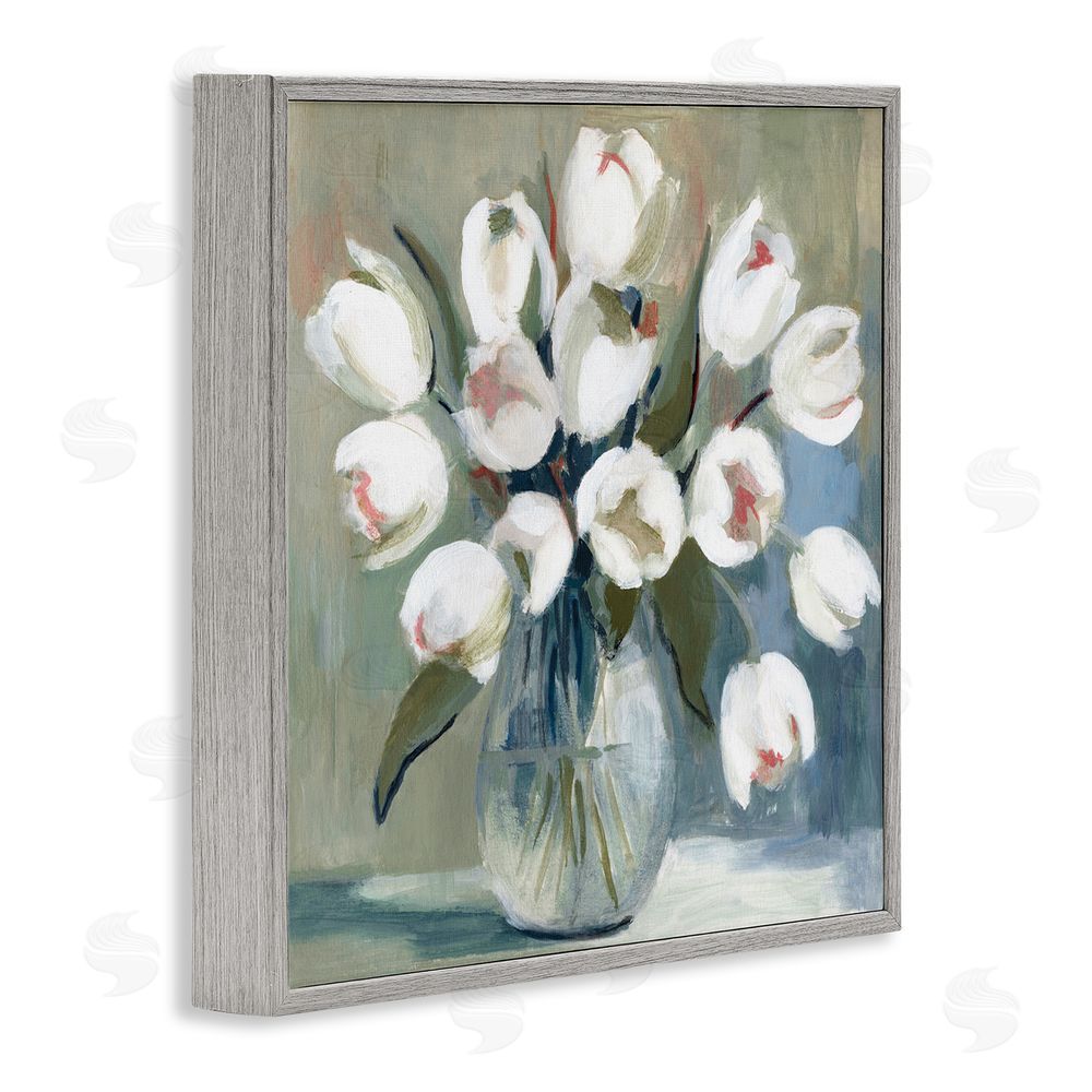 Charity Henderson White Tulip Vase Gray Framed Giclee Wall Art Print