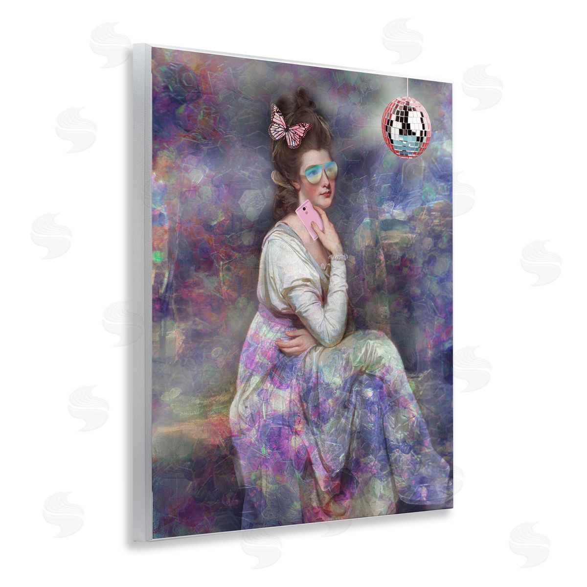 George Romney Timeless Woman with Disco Ball Wooden Wall Plaque Art Print