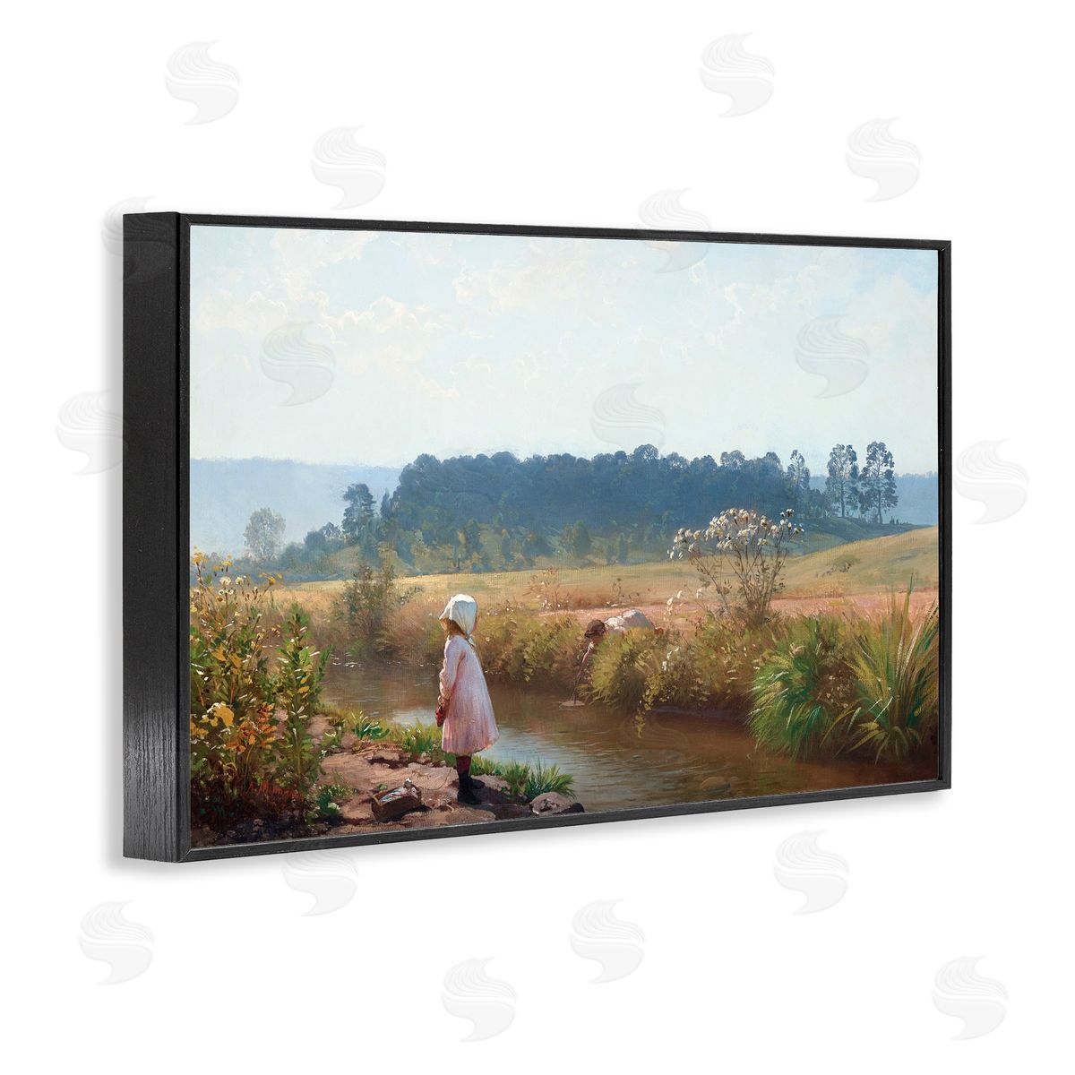 August Malmstrom Down By The River Black Framed Giclee Wall Art Print