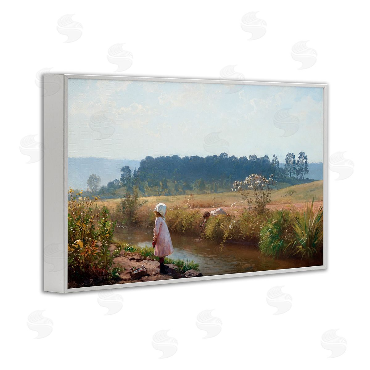 August Malmstrom Down By The River White Framed Giclee Wall Art Print