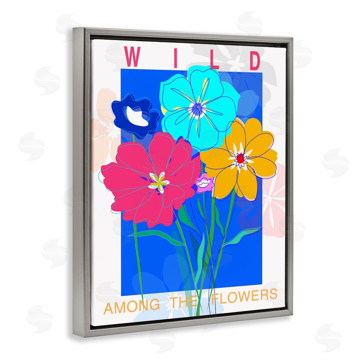CAD Designs Wild Among The Flowers Gray Floating Frame Canvas Wall Art Print