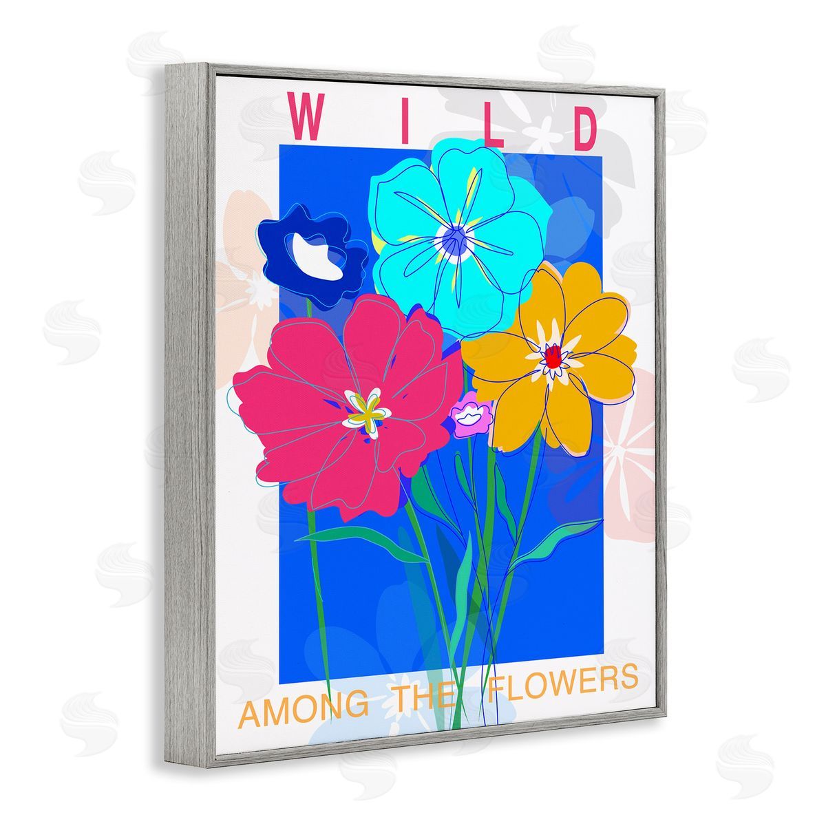 CAD Designs Wild Among The Flowers Gray Framed Giclee Wall Art Print