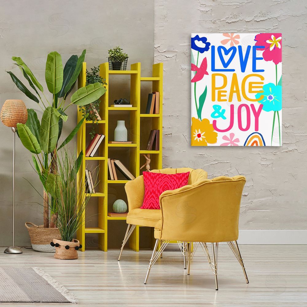 CAD Designs Bold Love Peace Joy Canvas Wall Art Print in Room