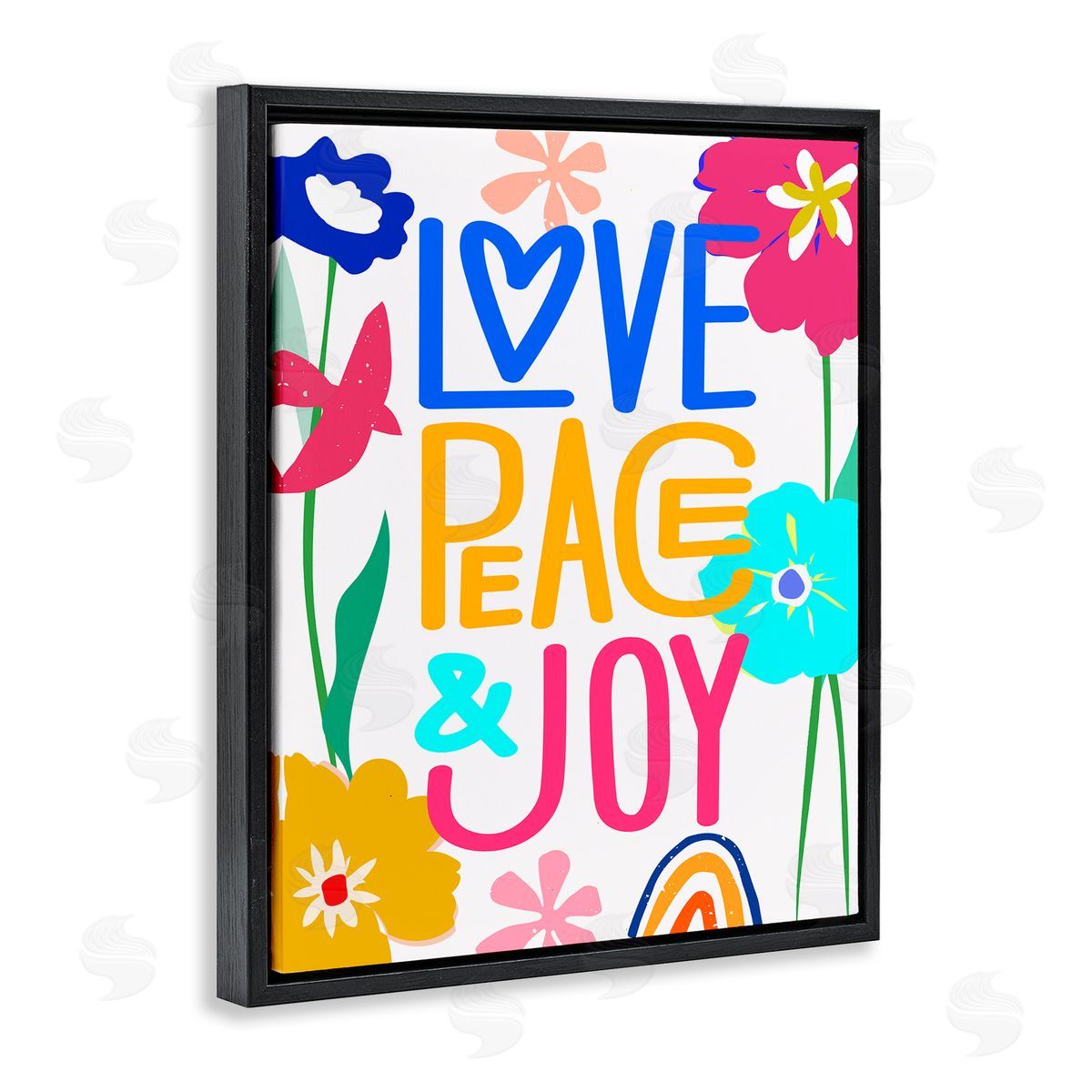 CAD Designs Bold Love Peace Joy Black Floating Frame Canvas Wall Art Print