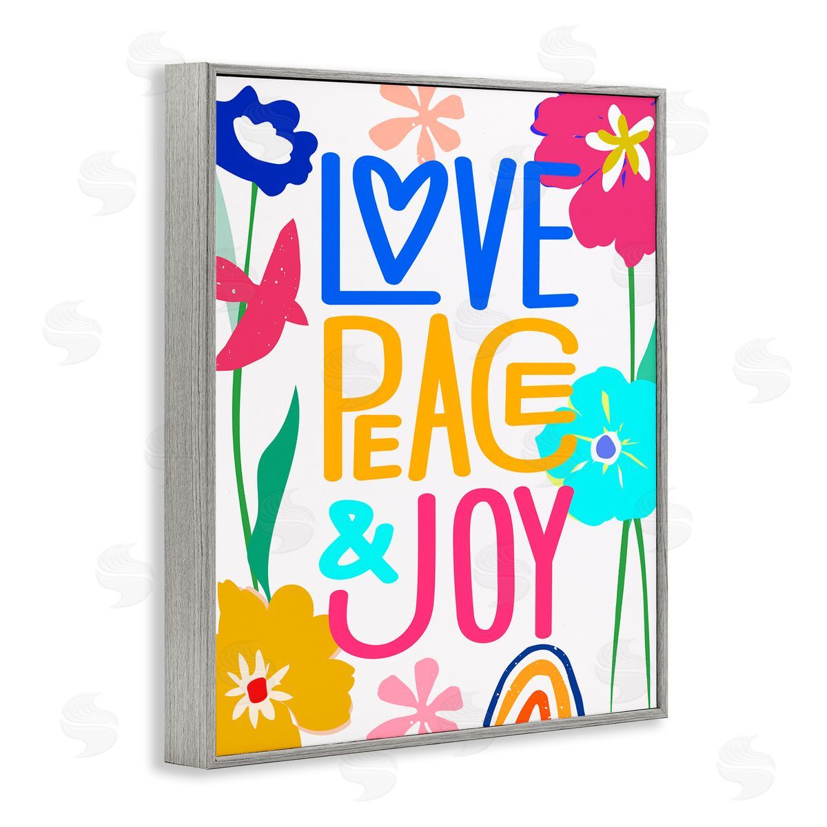 CAD Designs Bold Love Peace Joy Gray Framed Giclee Wall Art Print