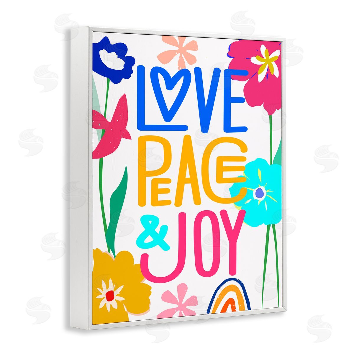 CAD Designs Bold Love Peace Joy White Framed Giclee Wall Art Print