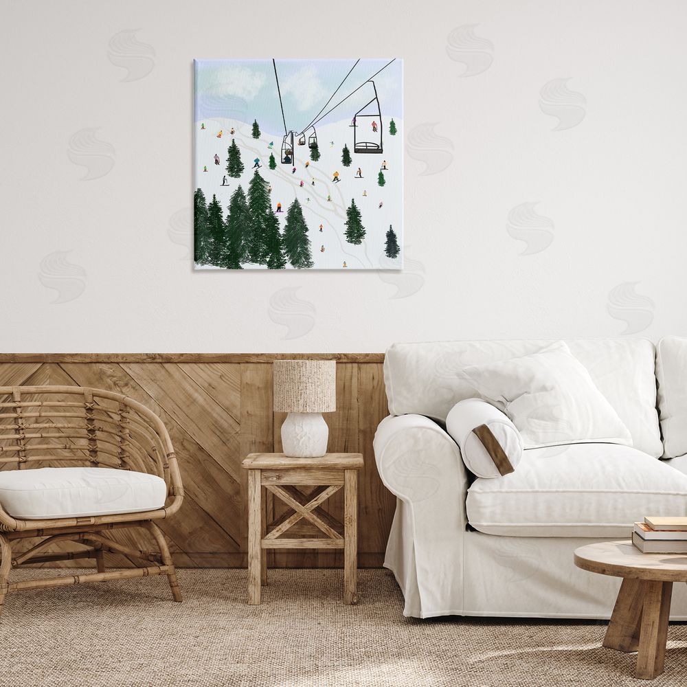 Ashley Singleton Ski Lift & Slopes Canvas Wall Art Print in Room
