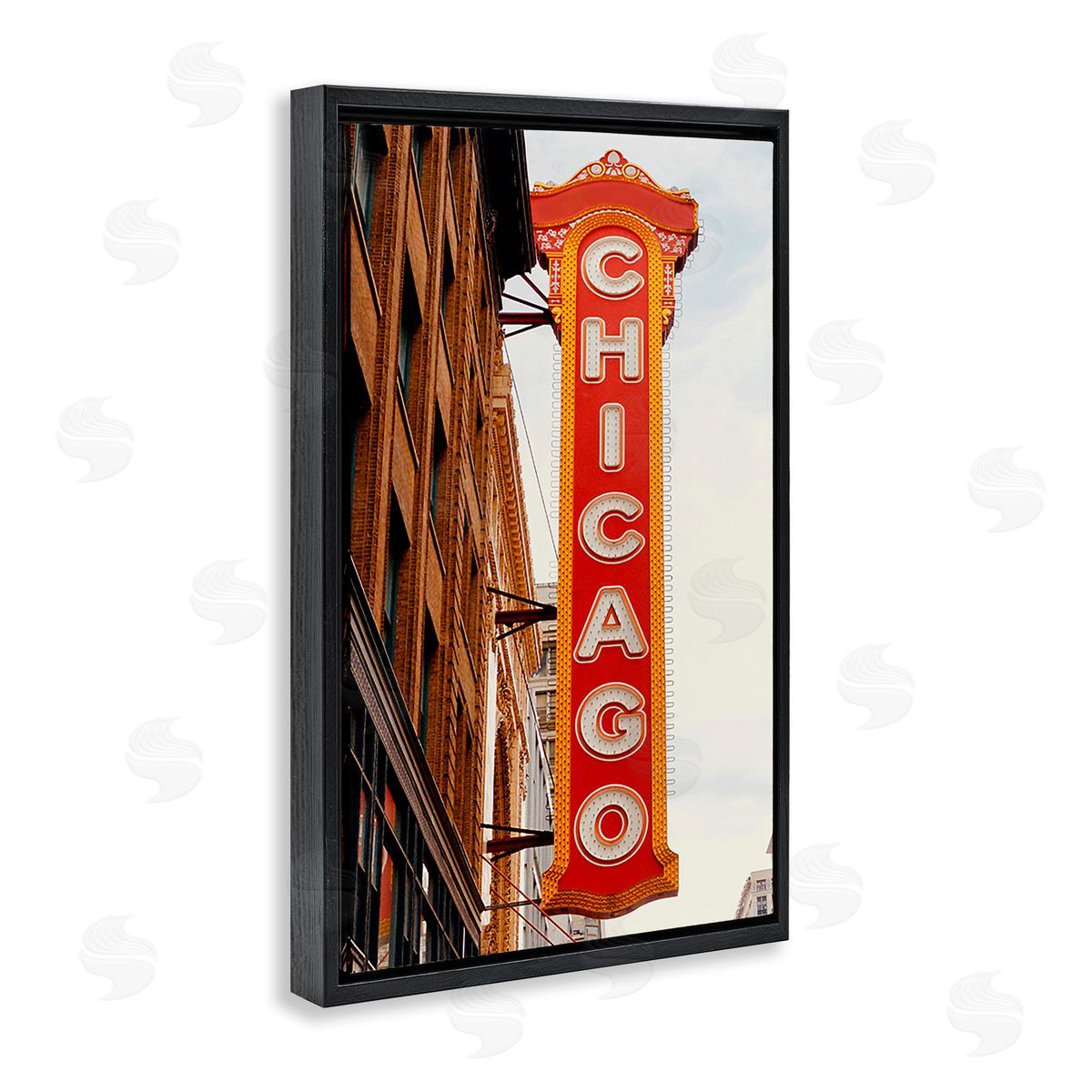 Ashley Singleton Chicago City Sign Black Floating Frame Canvas Wall Art Print