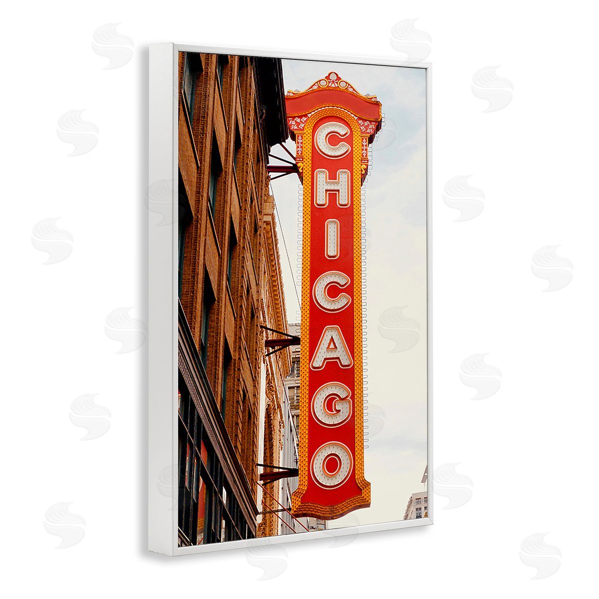 Ashley Singleton Chicago City Sign White Framed Giclee Wall Art Print