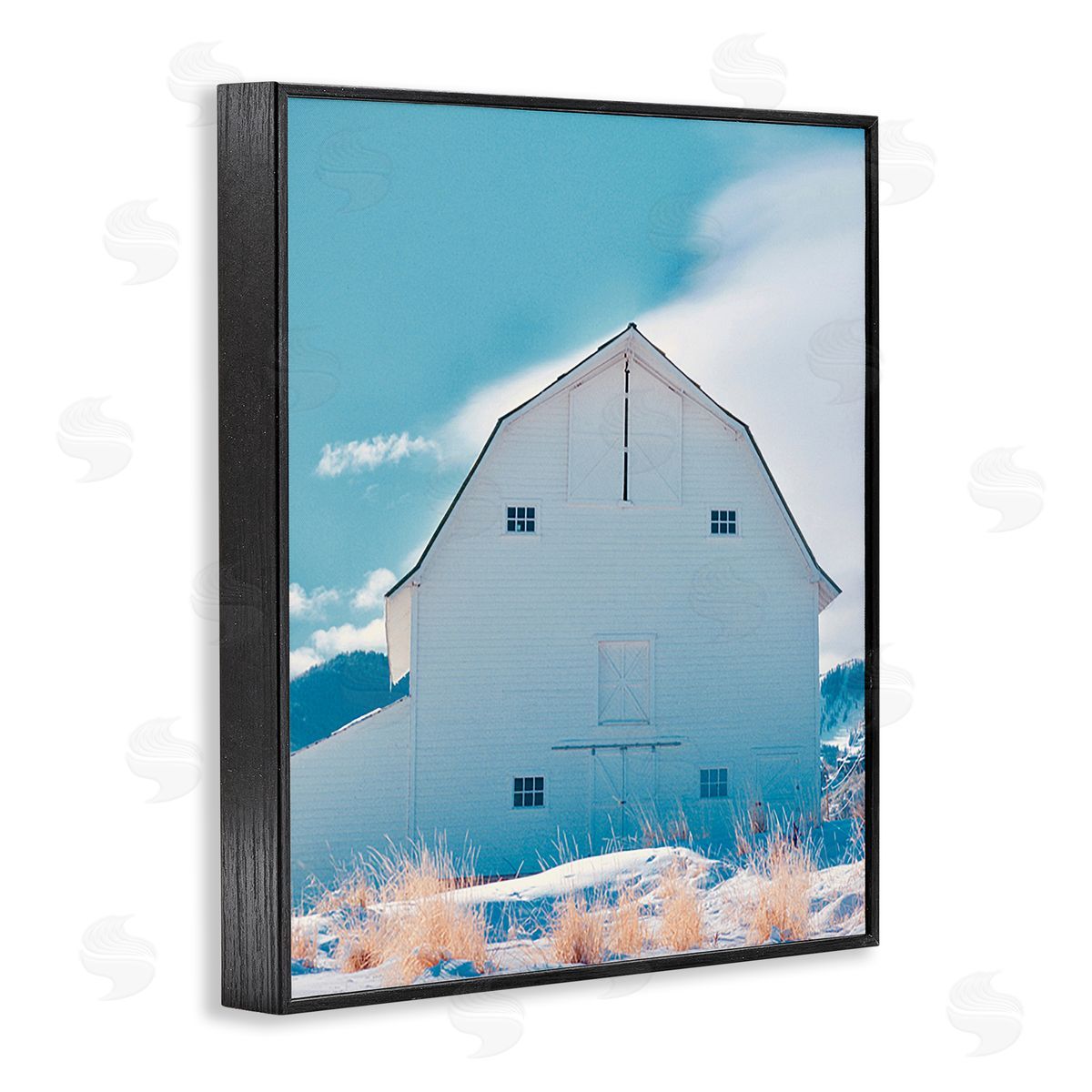 Ashley Singleton Niveous Winter Barn Black Framed Giclee Wall Art Print