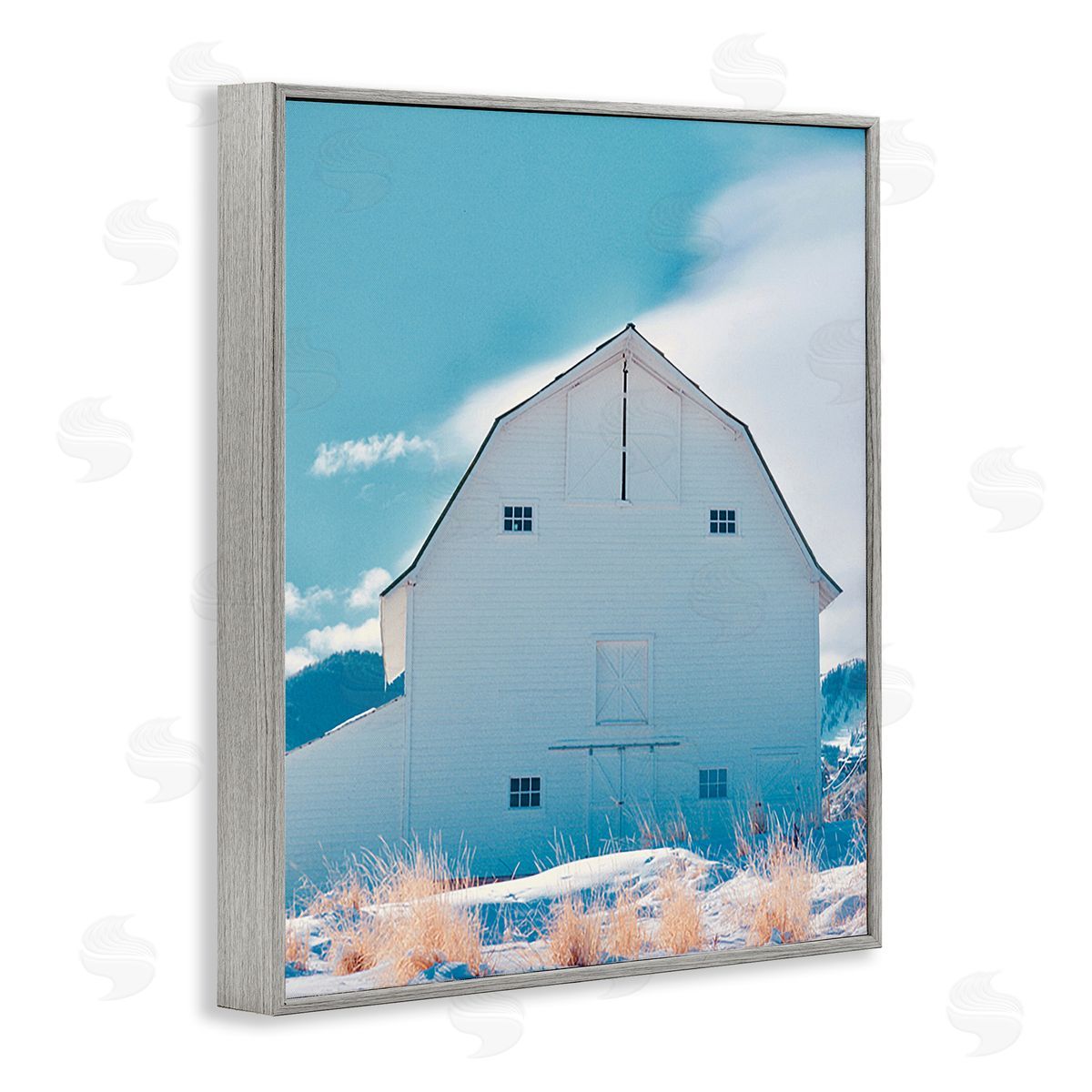 Ashley Singleton Niveous Winter Barn Gray Framed Giclee Wall Art Print