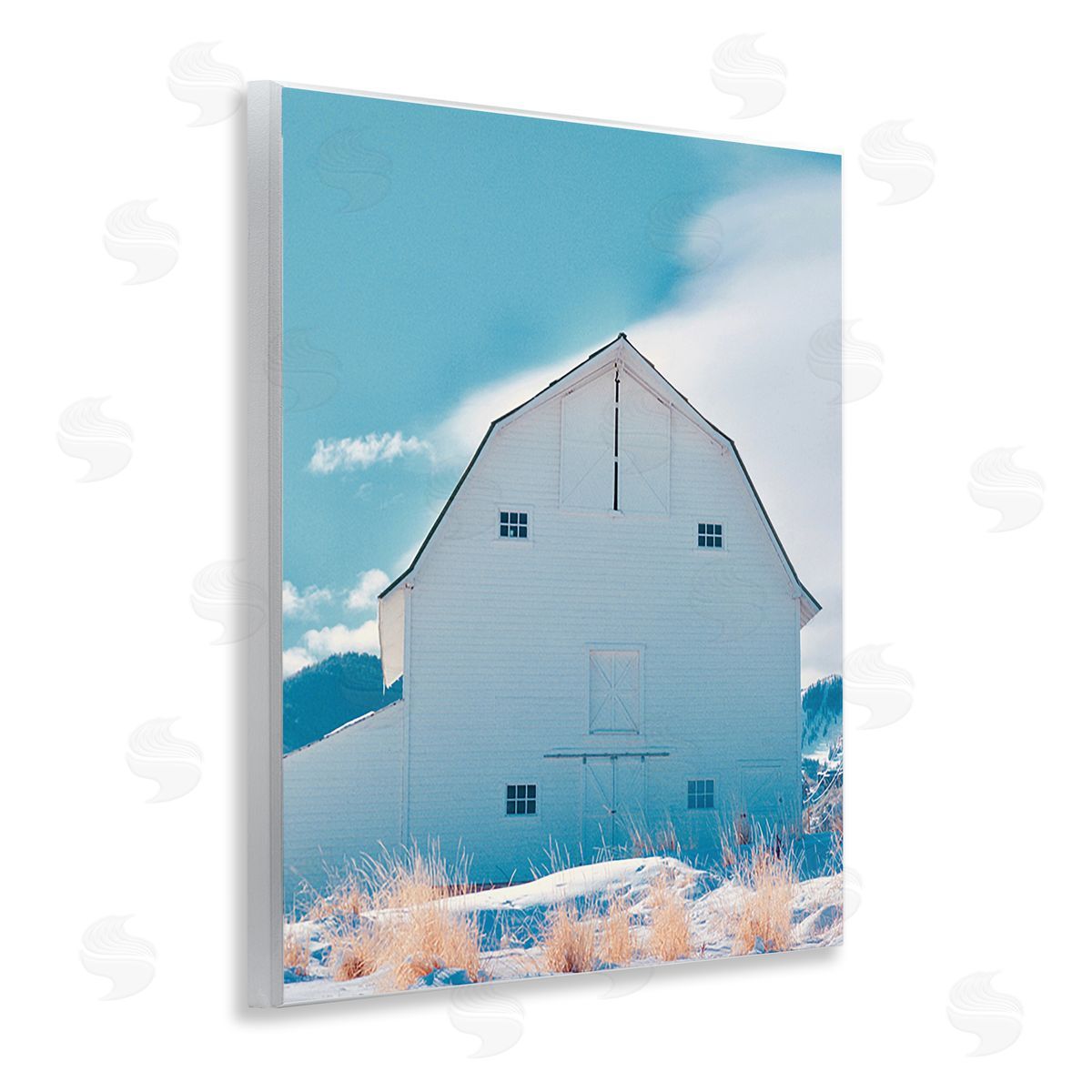 Ashley Singleton Niveous Winter Barn Wooden Wall Plaque Art Print