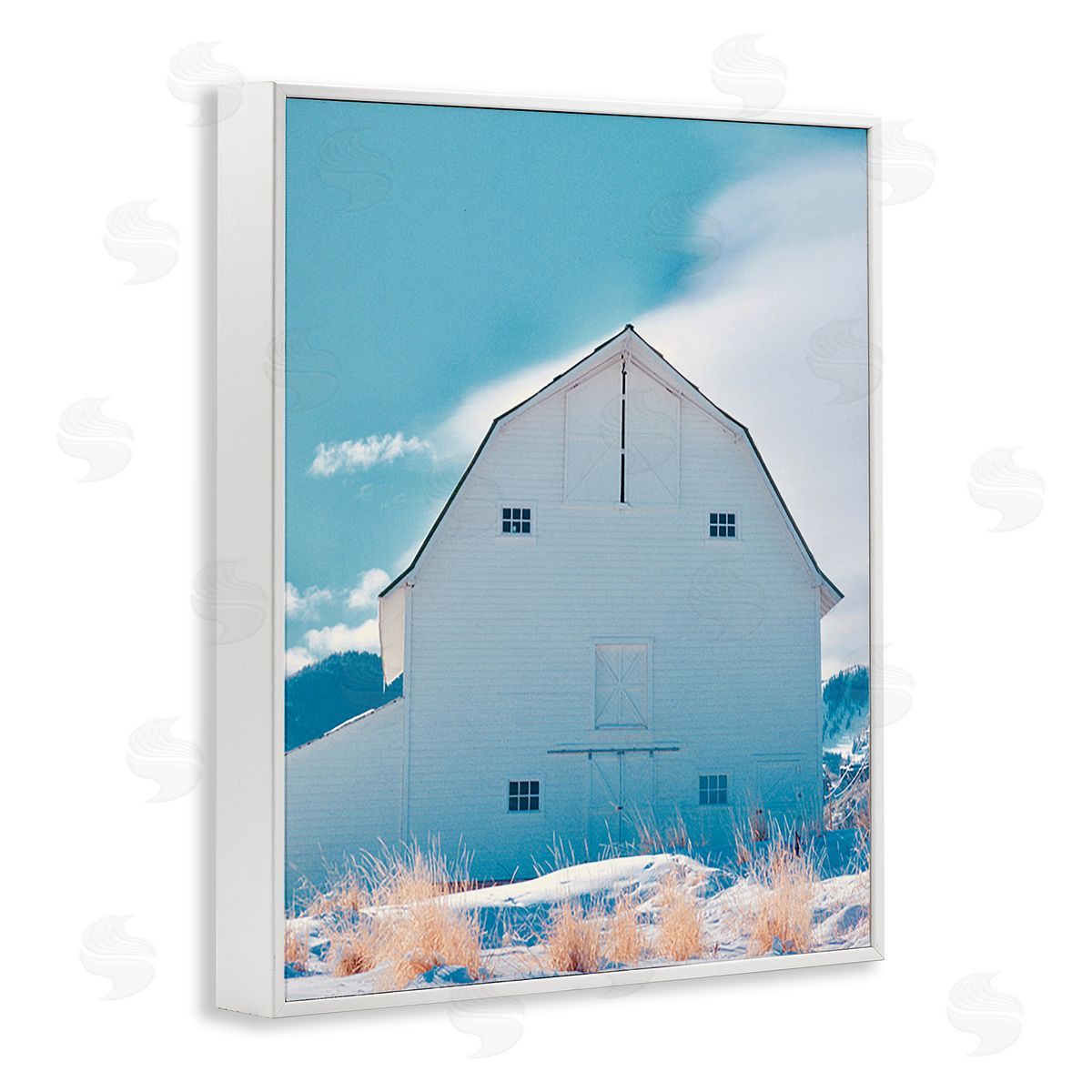 Ashley Singleton Niveous Winter Barn White Framed Giclee Wall Art Print