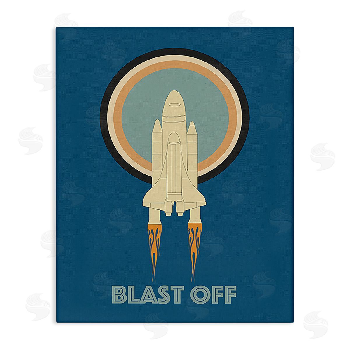 Ashley Singleton Blast Off Vintage Rocket Canvas Wall Art Print