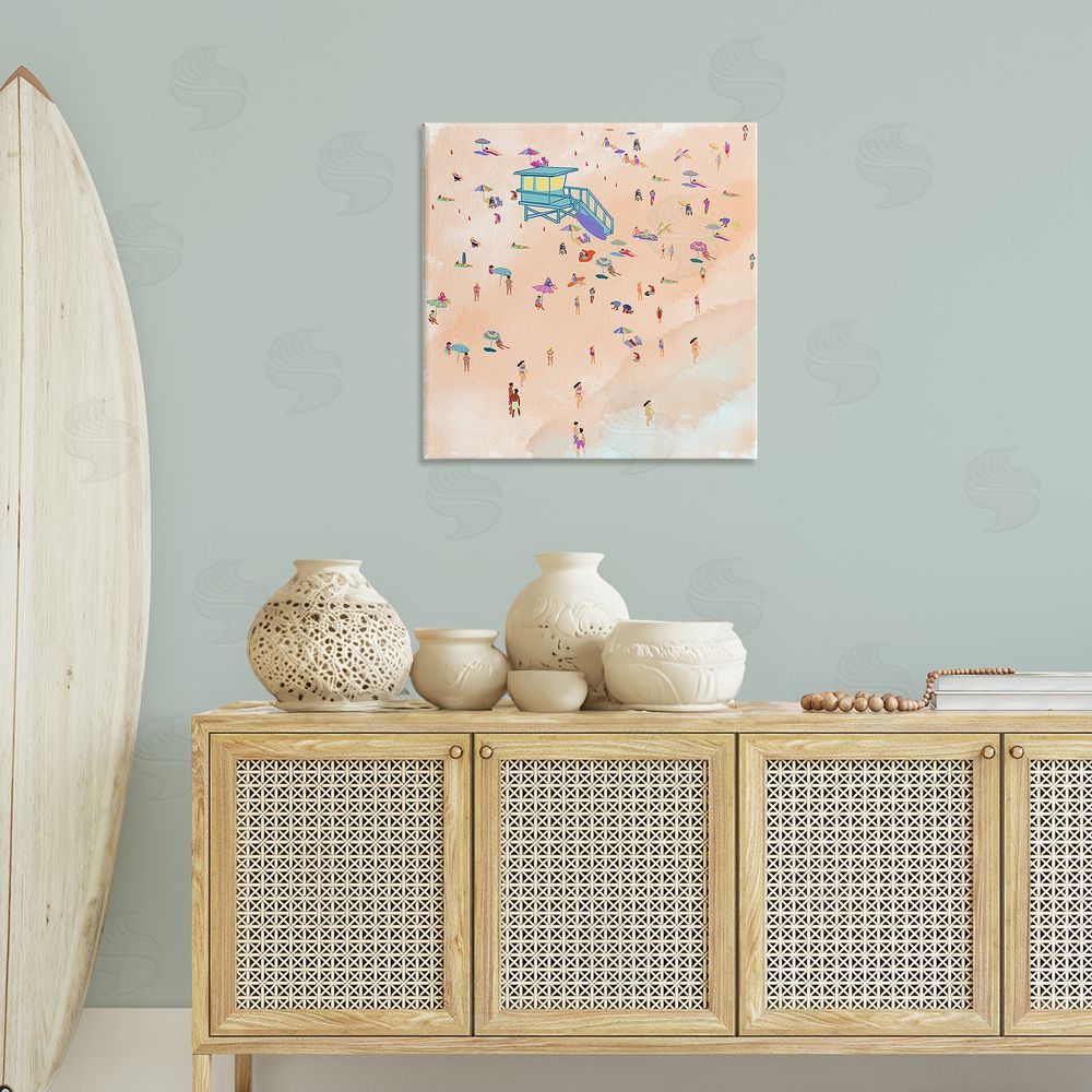 Ashley Singleton Scatted Summer Beachgoers Canvas Wall Art Print in Room