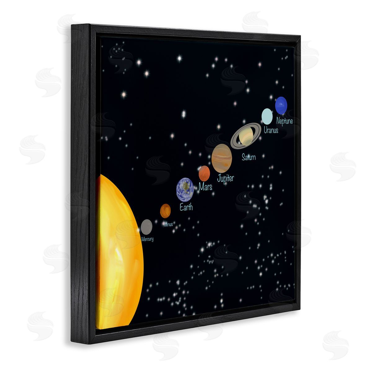Ashley Singleton Solar System Planets Black Floating Frame Canvas Wall Art Print