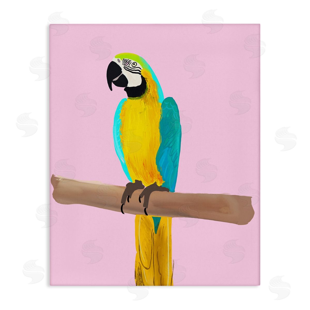 Ashley Singleton Bright Parrot on Pink Canvas Wall Art Print