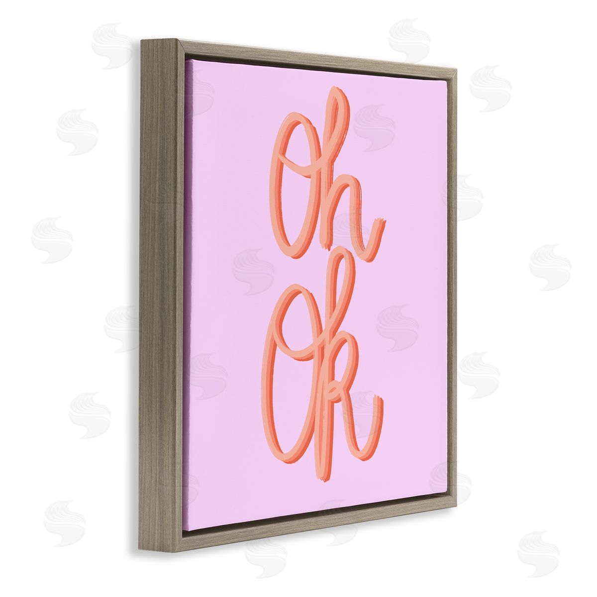 Ashley Singleton Oh Ok Script Brown Floating Frame Canvas Wall Art Print