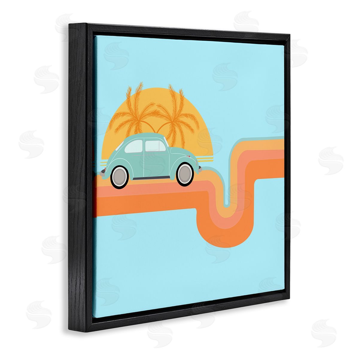 Ashley Singleton Retro Tropical Cruisin' Black Floating Frame Canvas Wall Art Print