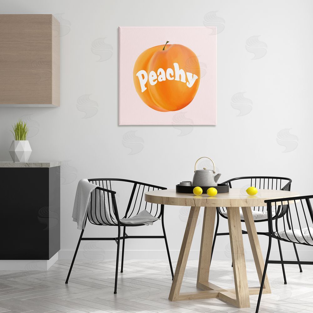 Ashley Singleton Peachy Fruit Typography Canvas Wall Art Print in Room