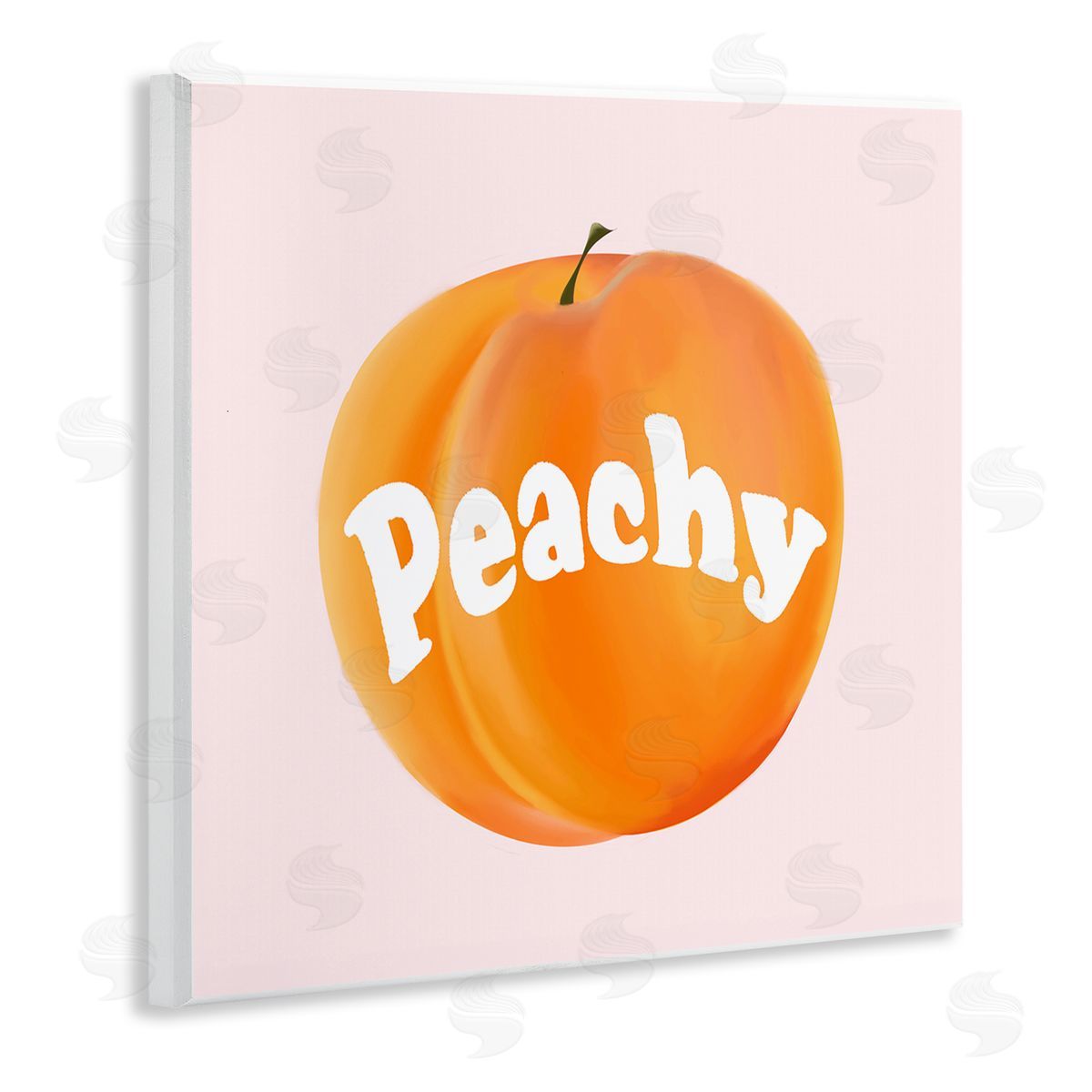 Ashley Singleton Peachy Fruit Typography Wooden Wall Plaque Art Print