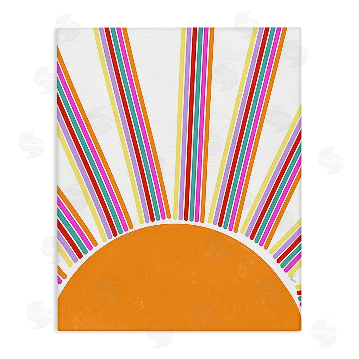 Ashley Singleton Retro Striped Sun Rays Canvas Wall Art Print