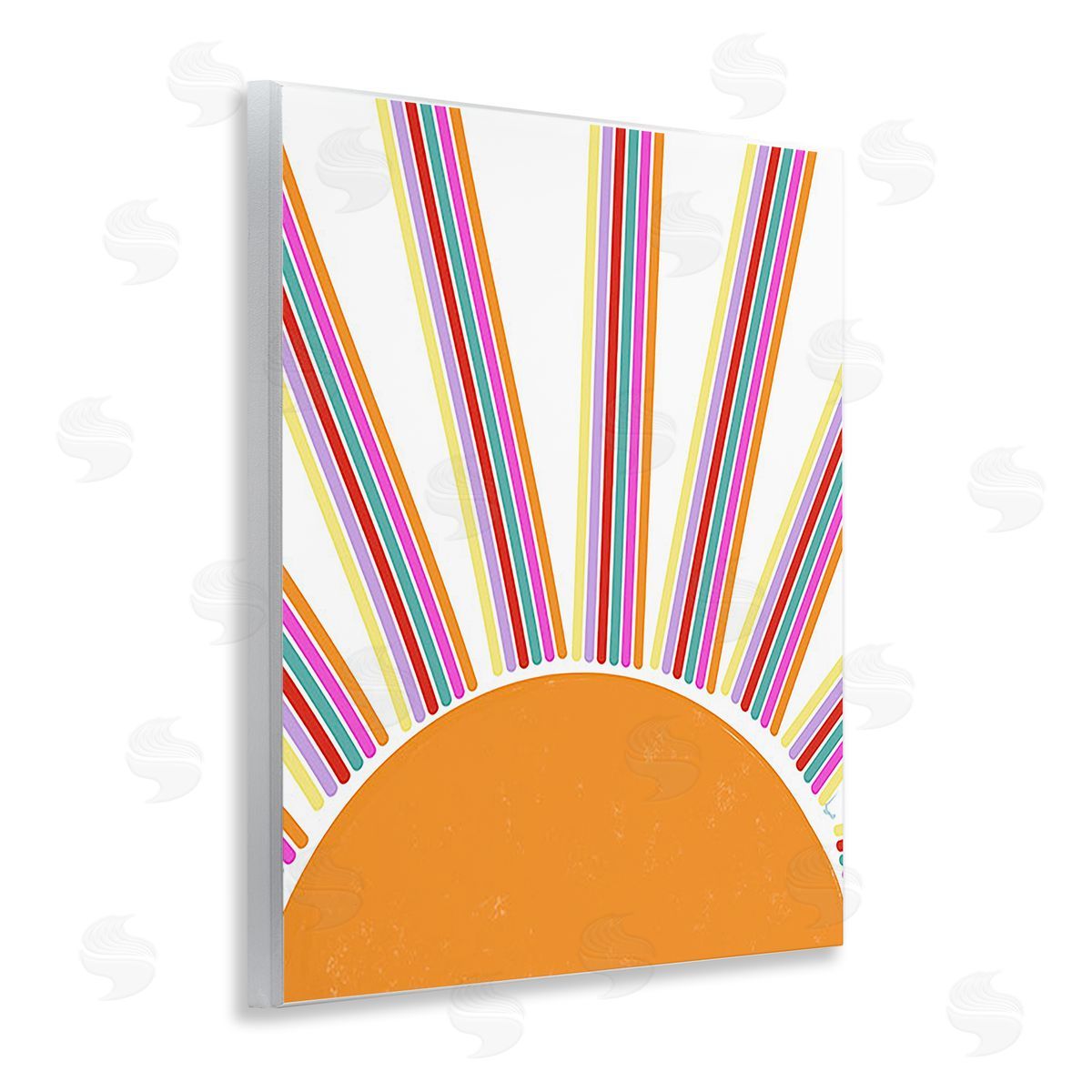 Ashley Singleton Retro Striped Sun Rays Wooden Wall Plaque Art Print