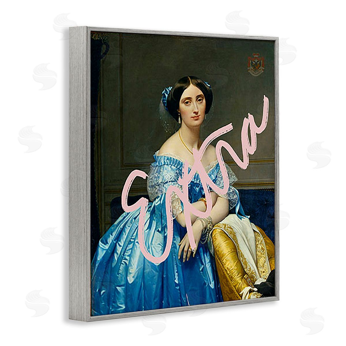 Ashley Singleton Extra Classical Portrait Gray Framed Giclee Wall Art Print