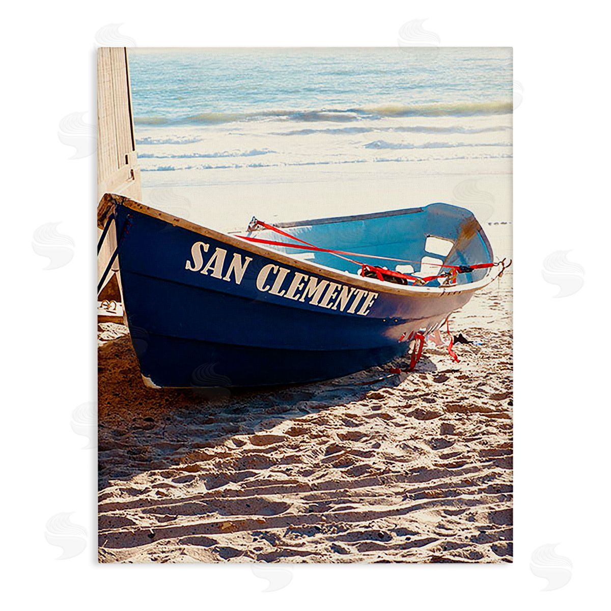 Ashley Singleton Blue Boat on Sand Canvas Wall Art Print