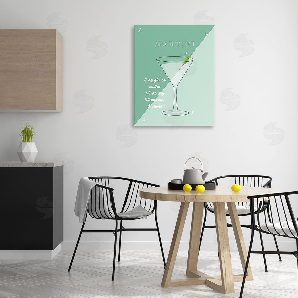 Ashley Singleton Modern Martini Recipe Canvas Wall Art Print in Room