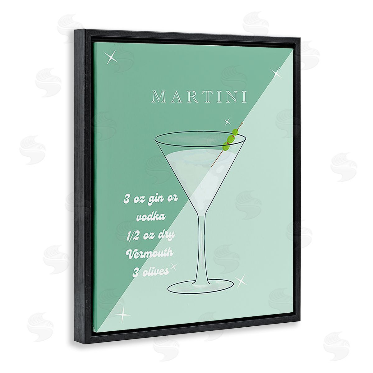 Ashley Singleton Modern Martini Recipe Black Floating Frame Canvas Wall Art Print