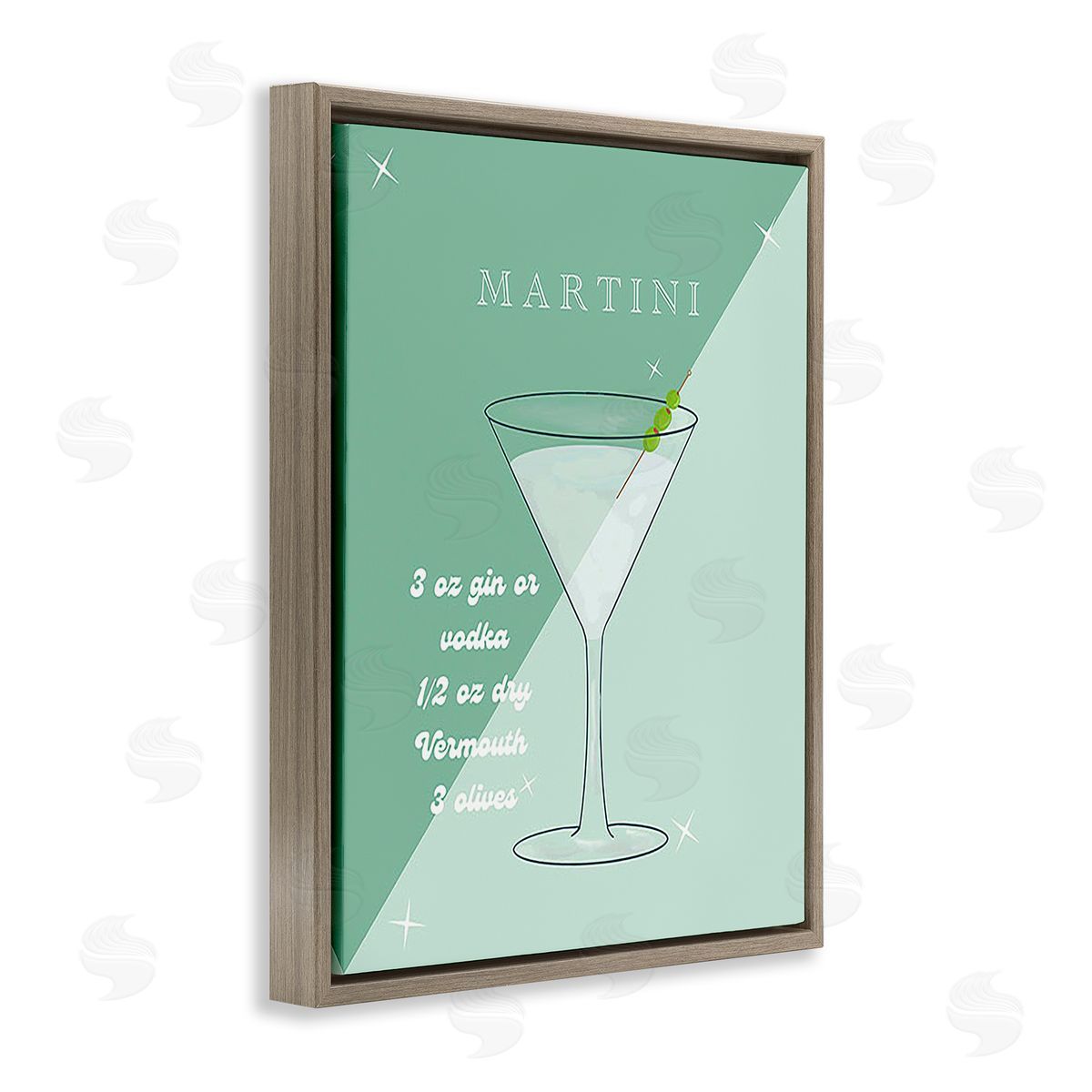 Ashley Singleton Modern Martini Recipe Brown Floating Frame Canvas Wall Art Print