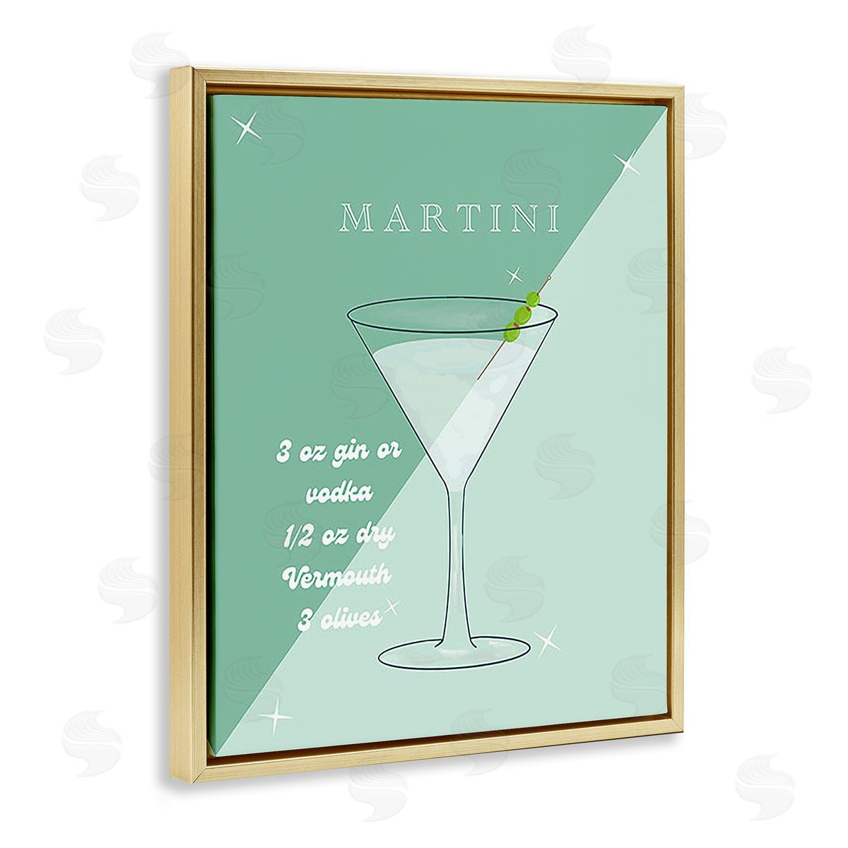 Ashley Singleton Modern Martini Recipe Gold Floating Frame Canvas Wall Art Print