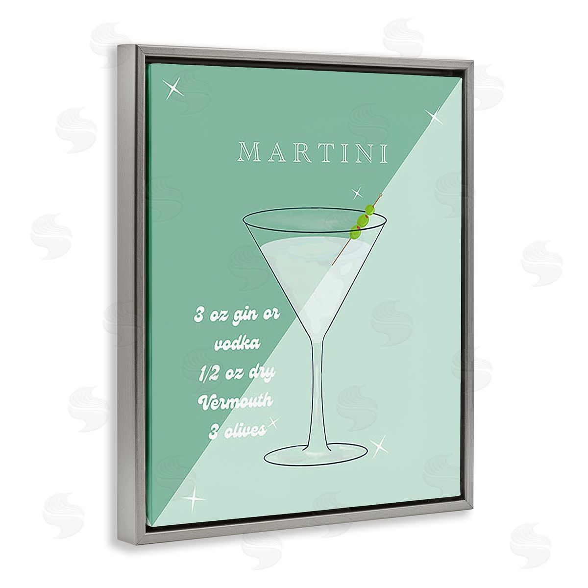 Ashley Singleton Modern Martini Recipe Gray Floating Frame Canvas Wall Art Print
