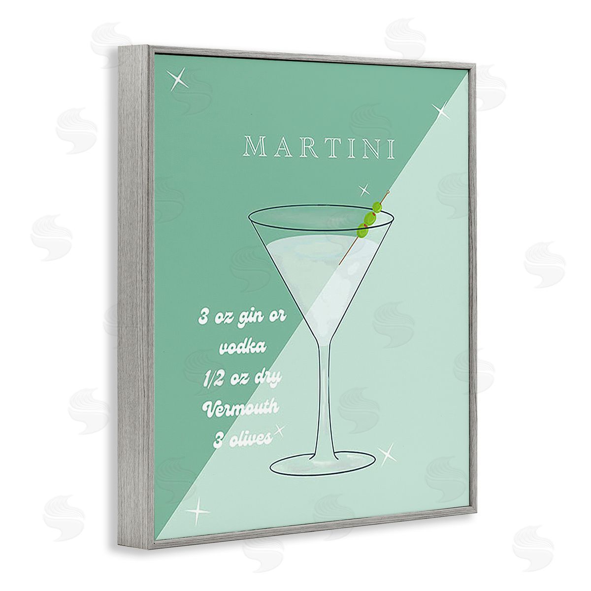 Ashley Singleton Modern Martini Recipe Gray Framed Giclee Wall Art Print