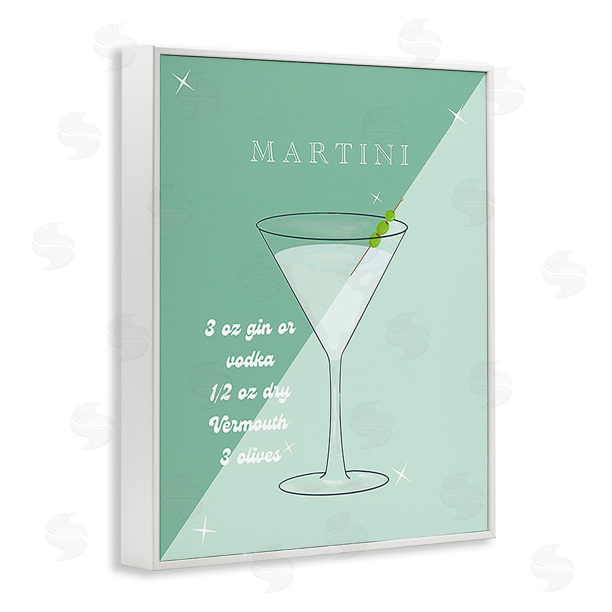 Ashley Singleton Modern Martini Recipe White Framed Giclee Wall Art Print