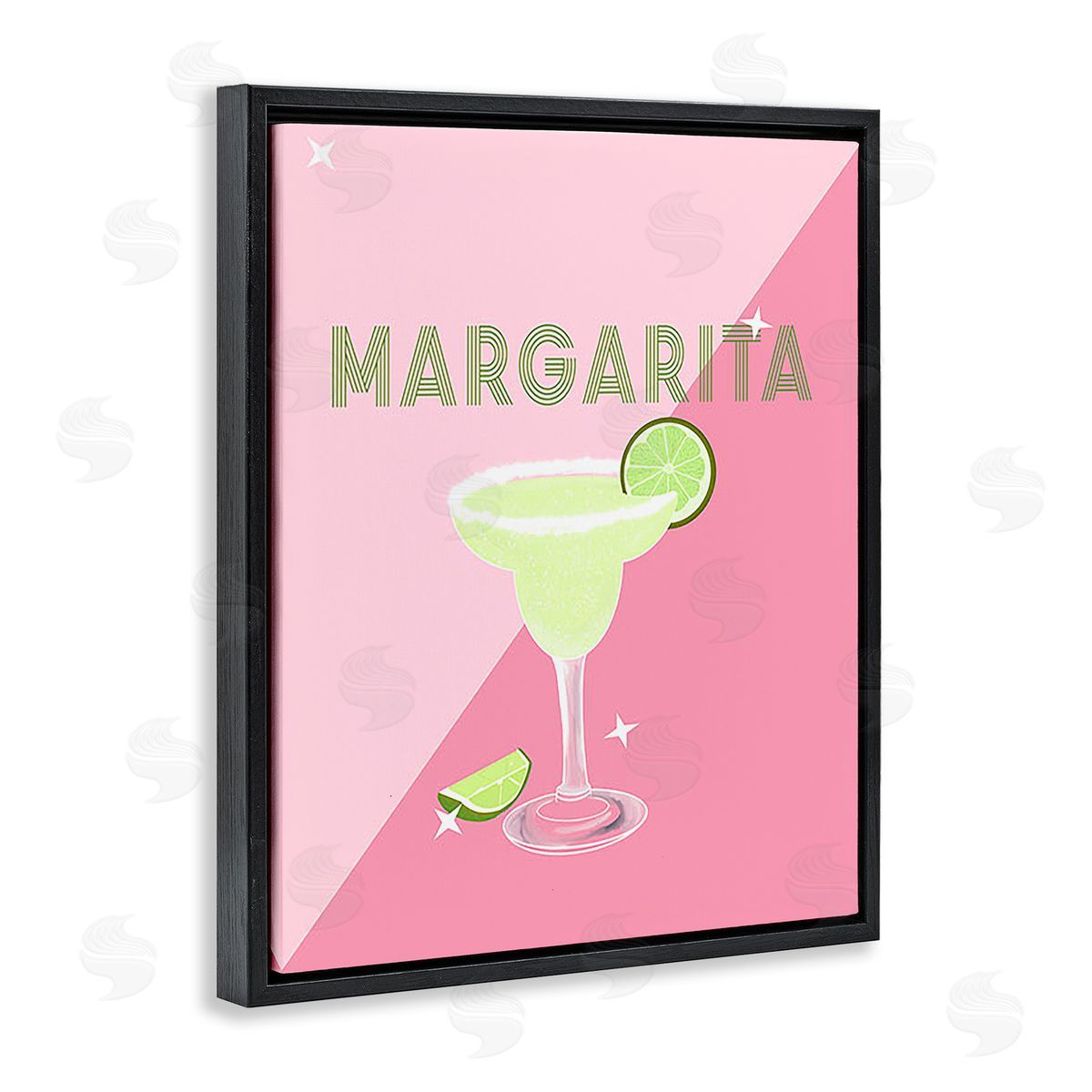 Ashley Singleton Modern Margarita on Pink Black Floating Frame Canvas Wall Art Print