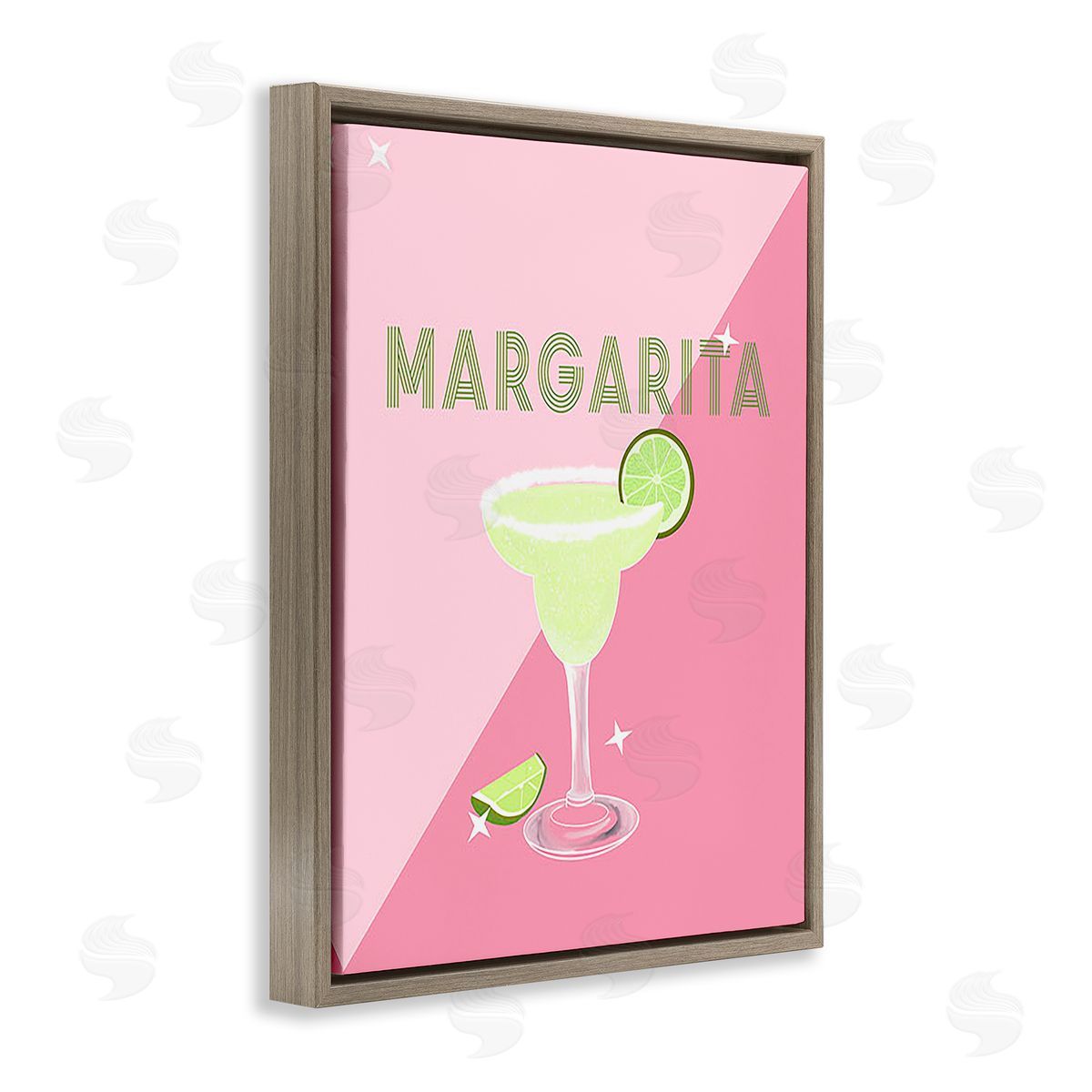 Ashley Singleton Modern Margarita on Pink Brown Floating Frame Canvas Wall Art Print