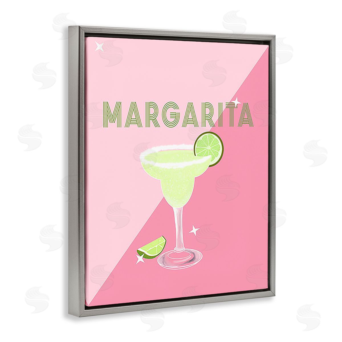 Ashley Singleton Modern Margarita on Pink Gray Floating Frame Canvas Wall Art Print