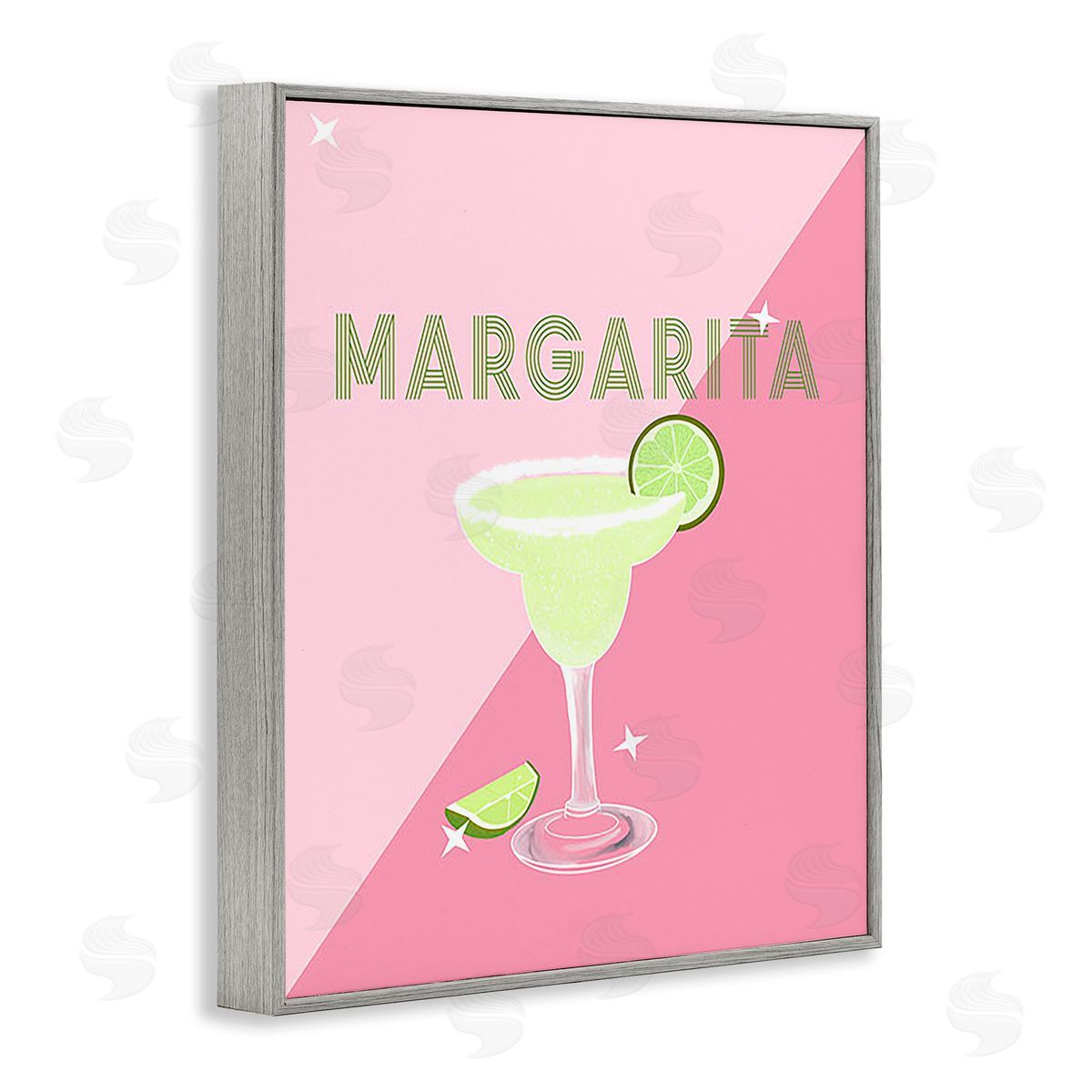 Ashley Singleton Modern Margarita on Pink Gray Framed Giclee Wall Art Print