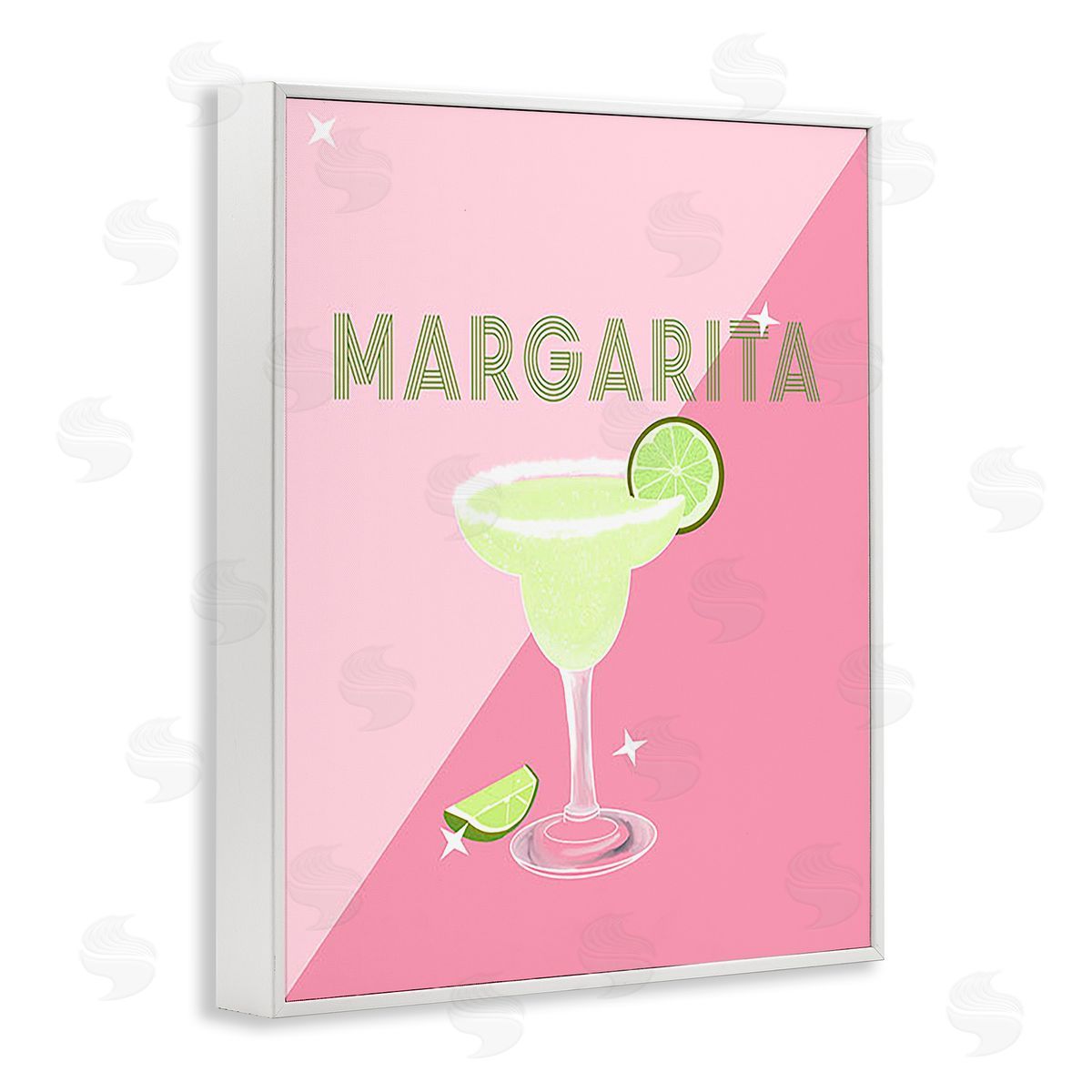 Ashley Singleton Modern Margarita on Pink White Framed Giclee Wall Art Print
