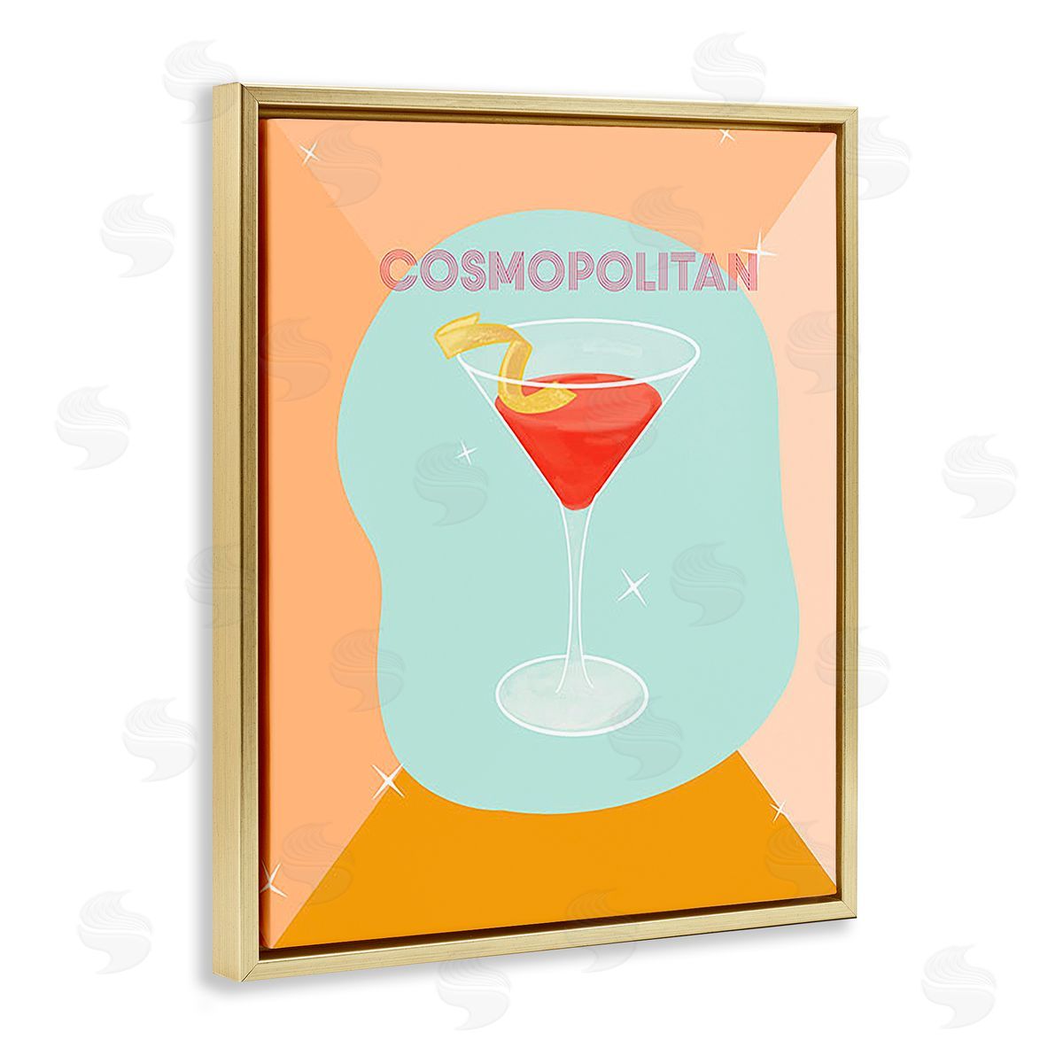 Ashley Singleton Modern Cosmopolitan Drink Gold Floating Frame Canvas Wall Art Print