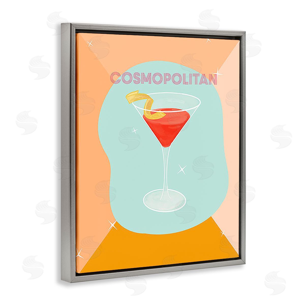 Ashley Singleton Modern Cosmopolitan Drink Gray Floating Frame Canvas Wall Art Print